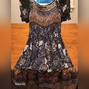 Floral Mini- Dress S Boho Chic Cottagecore Whimsical Garden Fairy Romantic